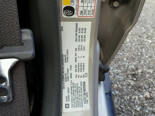 1GCDT136168259508 - 2006 CHEVROLET COLORADO GRAY photo 10