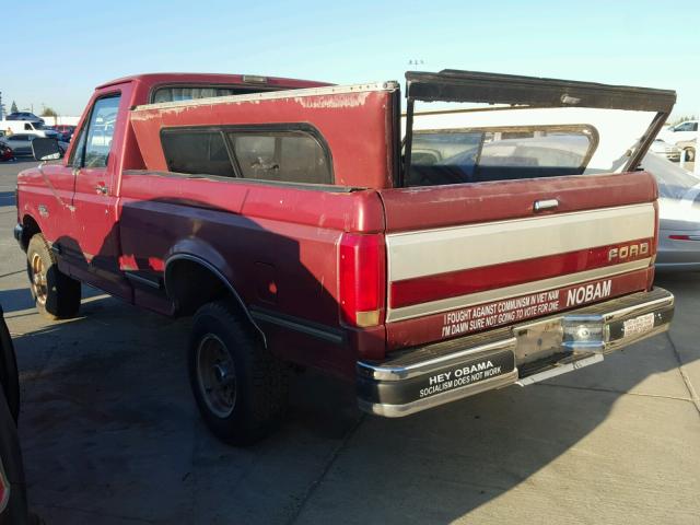 1FTEF14N9MPB04239 - 1991 FORD F150 RED photo 3