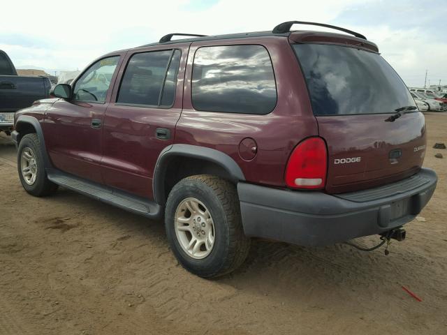 1D4HS38N93F541616 - 2003 DODGE DURANGO SP BURGUNDY photo 3