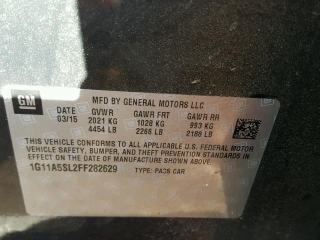 1G11A5SL2FF282629 - 2015 CHEVROLET MALIBU LS შავი ფოტო 10