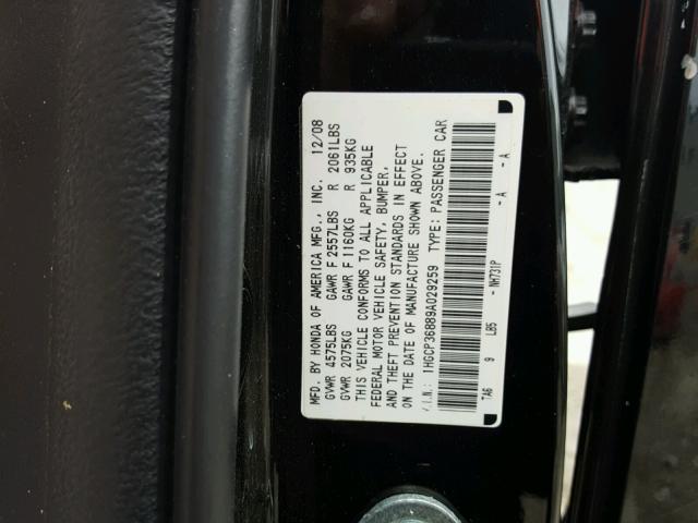 1HGCP36889A029259 - 2009 HONDA ACCORD EXL BLACK photo 10