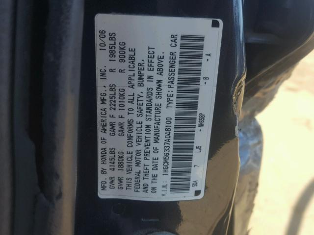 1HGCM56337A048100 - 2007 HONDA ACCORD SE GRAY photo 10