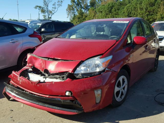 JTDKN3DU4E1817529 - 2014 TOYOTA PRIUS RED photo 2