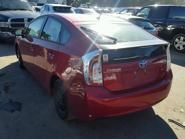 JTDKN3DU4E1817529 - 2014 TOYOTA PRIUS RED photo 3