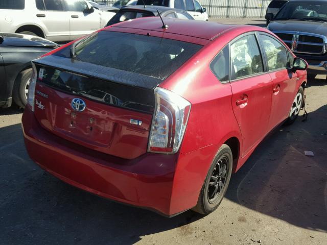 JTDKN3DU4E1817529 - 2014 TOYOTA PRIUS RED photo 4