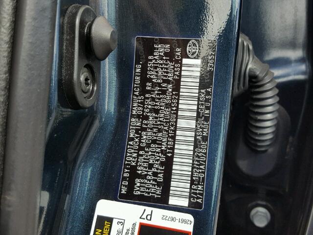 4T1BF1FK3GU145621 - 2016 TOYOTA CAMRY BLUE photo 10