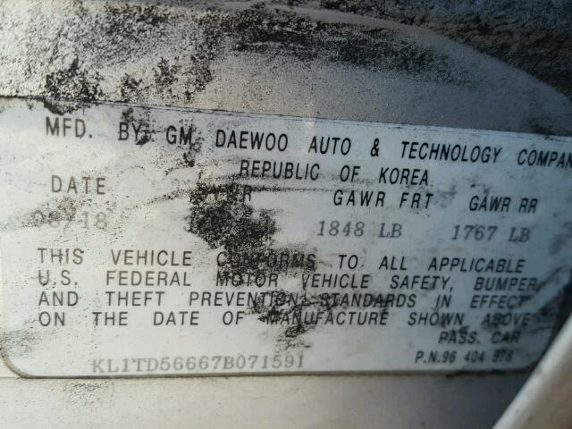 KL1TD56667B071591 - 2007 CHEVROLET AVEO BASE Gümüş foto 10