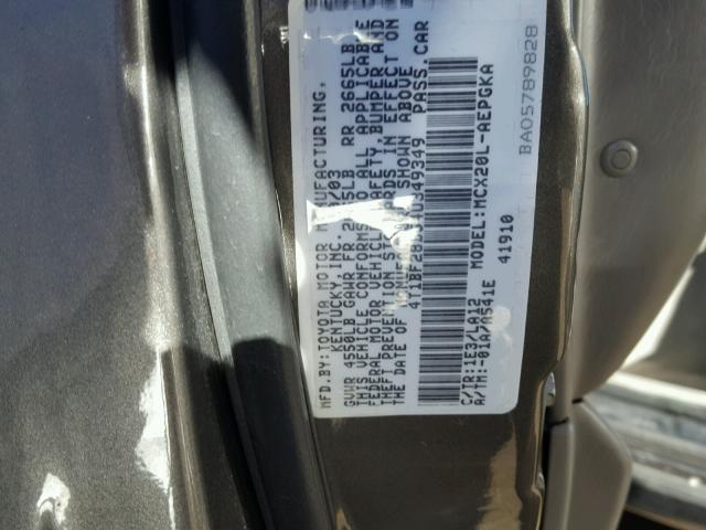 4T1BF28B54U349349 - 2004 TOYOTA AVALON XL GRAY photo 10