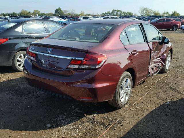 19XFB2F53EE039537 - 2014 HONDA CIVIC MAROON photo 4