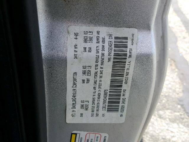 1C3EL75RX5N638879 - 2005 CHRYSLER SEBRING GT SILVER photo 10