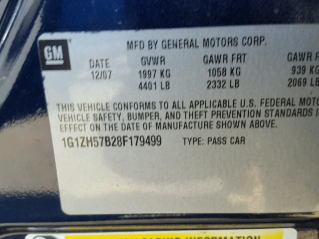 1G1ZH57B28F179499 - 2008 CHEVROLET MALIBU 1LT 蓝色 照片 10