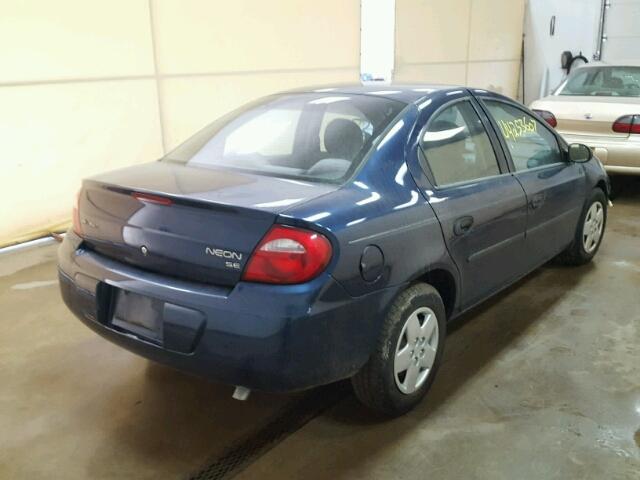 1B3ES26C13D142613 - 2003 DODGE NEON SE BLUE photo 4