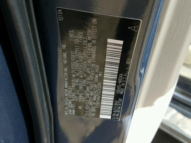 5TDBT44A75S243268 - 2005 TOYOTA SEQUOIA SR BLUE photo 10