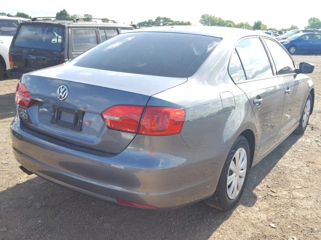 3VW2K7AJ0EM297811 - 2014 VOLKSWAGEN JETTA BASE GRAY photo 4