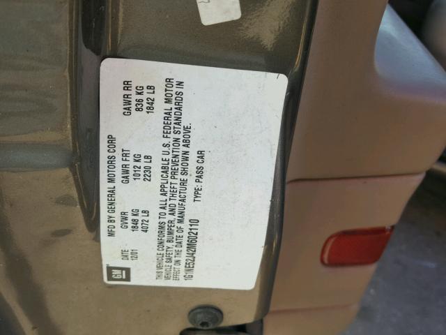 1G1NE52J42M602110 - 2002 CHEVROLET MALIBU LS 棕色 照片 10