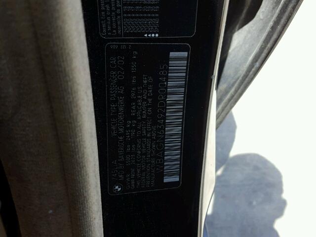 WBAGN63492DR00485 - 2002 BMW 745 LI BLACK photo 10