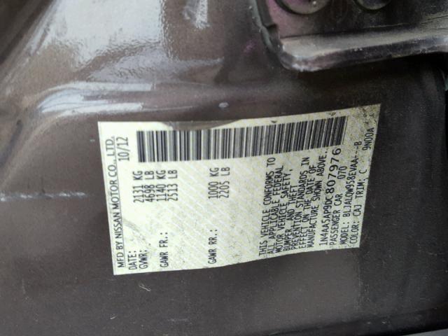 1N4AA5AP9DC807976 - 2013 NISSAN MAXIMA S BROWN photo 10