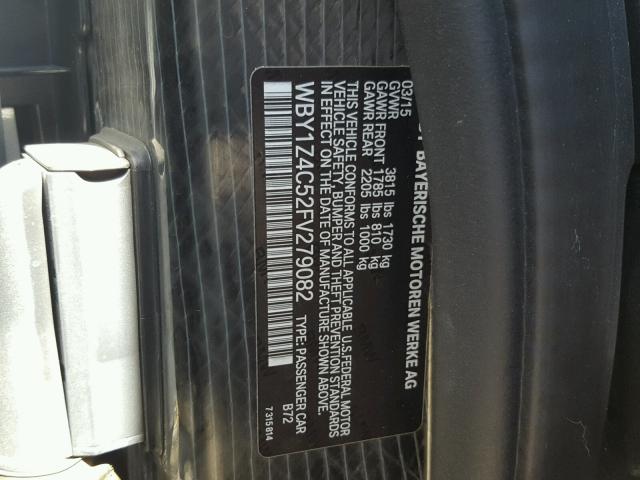 WBY1Z4C52FV279082 - 2015 BMW I3 REX BLUE photo 10