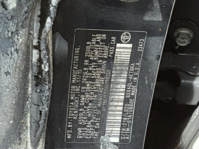 4T1BK1EB8GU200559 - 2016 TOYOTA AVALON XLE BLACK photo 10