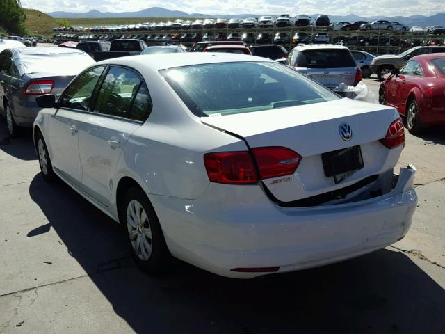 3VW2K7AJ4CM465009 - 2012 VOLKSWAGEN JETTA BASE WHITE photo 3