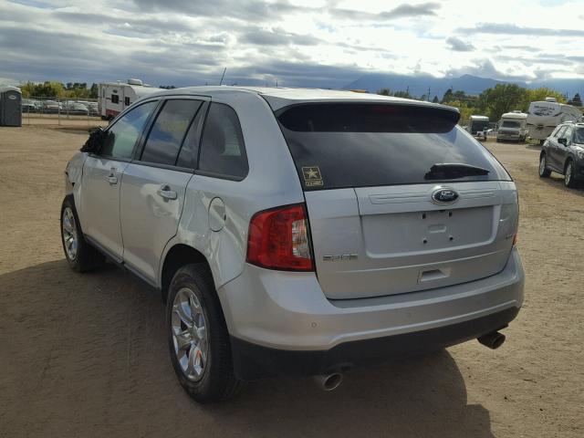 2FMDK3JC2DBE24110 - 2013 FORD EDGE SEL SILVER photo 3