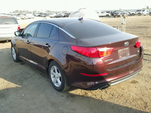 5XXGM4A79EG262949 - 2014 KIA OPTIMA LX MAROON photo 3