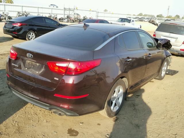 5XXGM4A79EG262949 - 2014 KIA OPTIMA LX MAROON photo 4