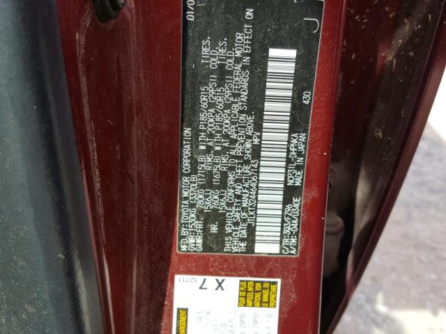 JTLKT324464067143 - 2006 TOYOTA SCION MAROON photo 10