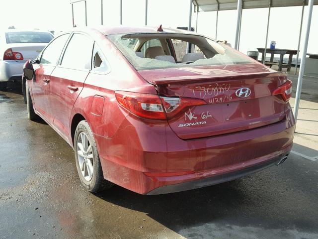 5NPE24AF9FH116853 - 2015 HYUNDAI SONATA SE RED photo 3