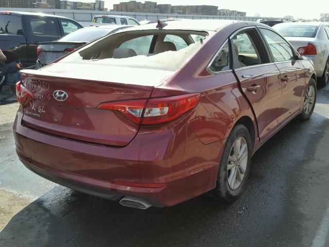 5NPE24AF9FH116853 - 2015 HYUNDAI SONATA SE RED photo 4