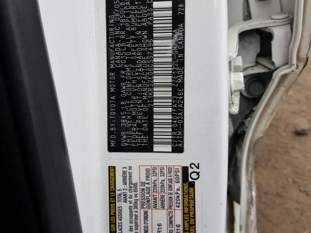 2T1KR32E06C557496 - 2006 TOYOTA COROLLA MA WHITE photo 10