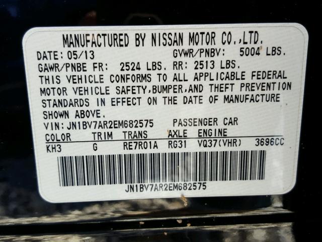 JN1BV7AR2EM682575 - 2014 INFINITI Q50 BASE Negro foto 10