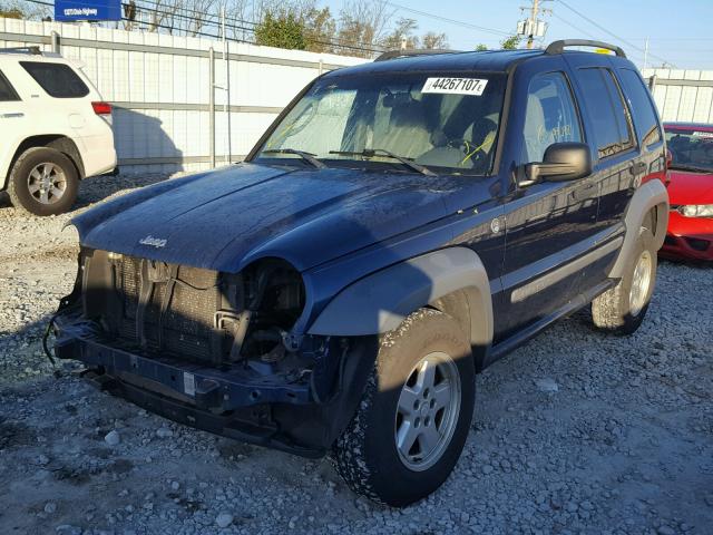 1J4GL48K85W507696 - 2005 JEEP LIBERTY SP BLUE photo 2