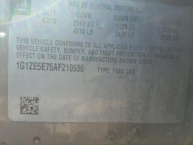 1G1ZE5E75AF210936 - 2010 CHEVROLET MALIBU LTZ 棕色 照片 10