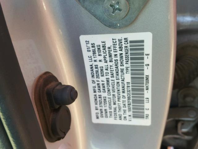 19XFB2F86CE327818 - 2012 HONDA CIVIC EX 银色 照片 10