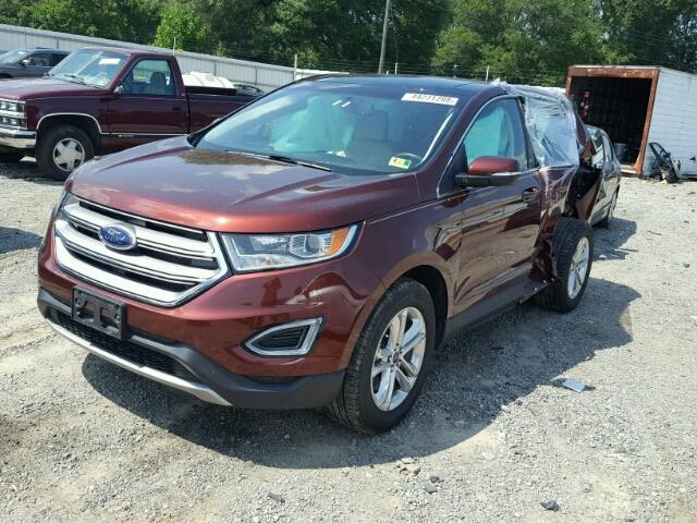 2FMPK4J8XGBC04815 - 2016 FORD EDGE SEL BURGUNDY photo 2