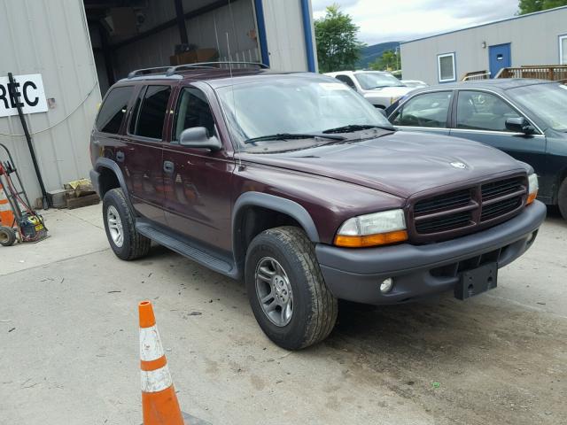 1D4HS38N83F576048 - 2003 DODGE DURANGO SP MAROON photo 1