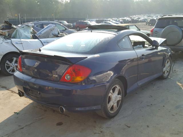 KMHHN65FX3U082977 - 2003 HYUNDAI TIBURON GT BLUE photo 4