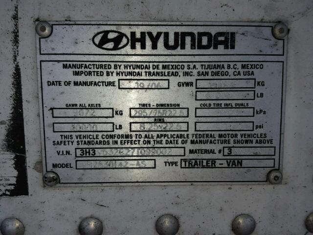 3H3V532C27T099002 - 2007 HYUNDAI TRAILER WHITE photo 10