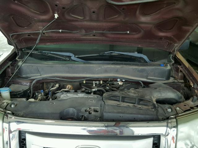 5FNYF3H22AB021427 - 2010 HONDA PILOT LX MAROON photo 7