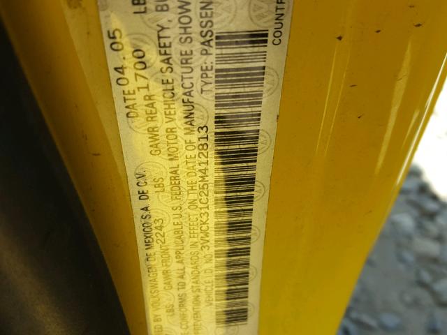 3VWCK31C25M412813 - 2005 VOLKSWAGEN NEW BEETLE 黄色 照片 10
