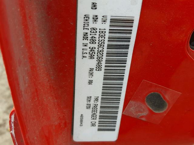 1B3ES56C92D604089 - 2002 DODGE NEON ES RED photo 10