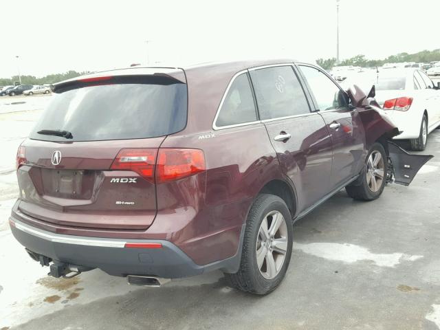 2HNYD2H33DH509772 - 2013 ACURA MDX MAROON photo 4