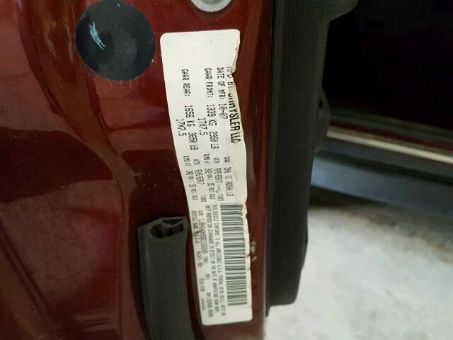 1J8HG48N58C156205 - 2008 JEEP COMMANDER MAROON photo 10