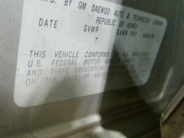 KL1TD626X5B343018 - 2005 CHEVROLET AVEO BASE ვერცხლისფერი ფოტო 10