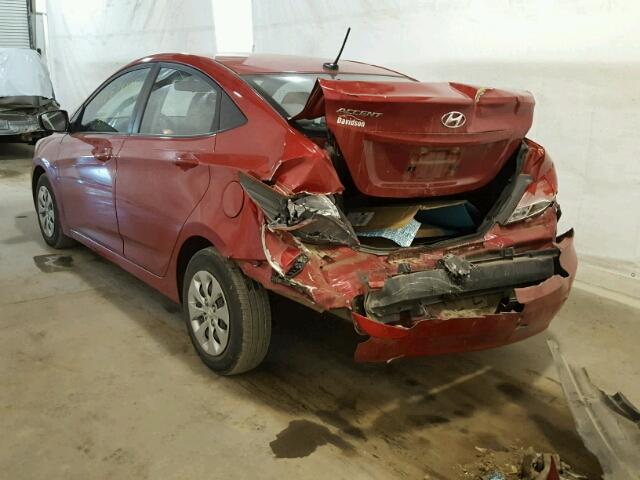 KMHCT4AE0GU048487 - 2016 HYUNDAI ACCENT SE RED photo 3