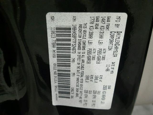 1A8HX58P77F524873 - 2007 CHRYSLER ASPEN BLACK photo 10