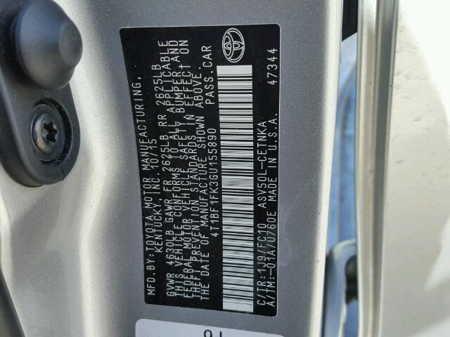4T1BF1FK3GU155890 - 2016 TOYOTA CAMRY LE ვერცხლისფერი ფოტო 10