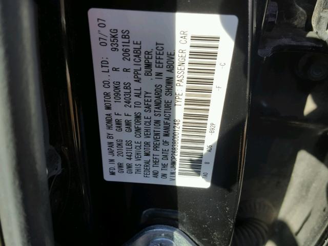 JHMCP26838C001248 - 2008 HONDA ACCORD BLACK photo 10