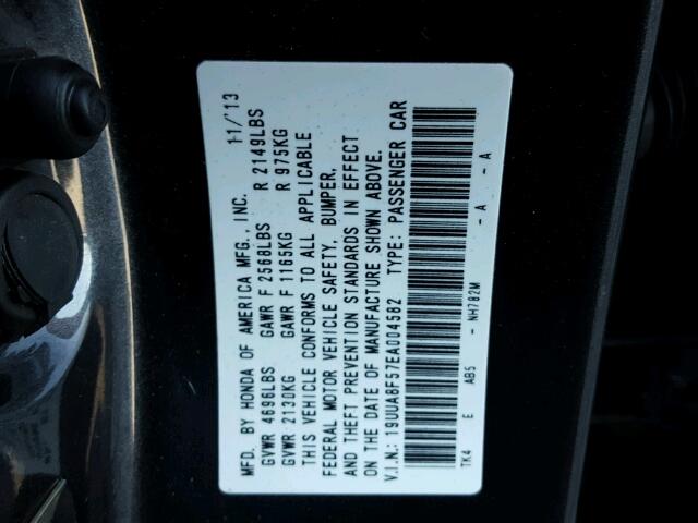 19UUA8F57EA004582 - 2014 ACURA TL TECH GRAY photo 10